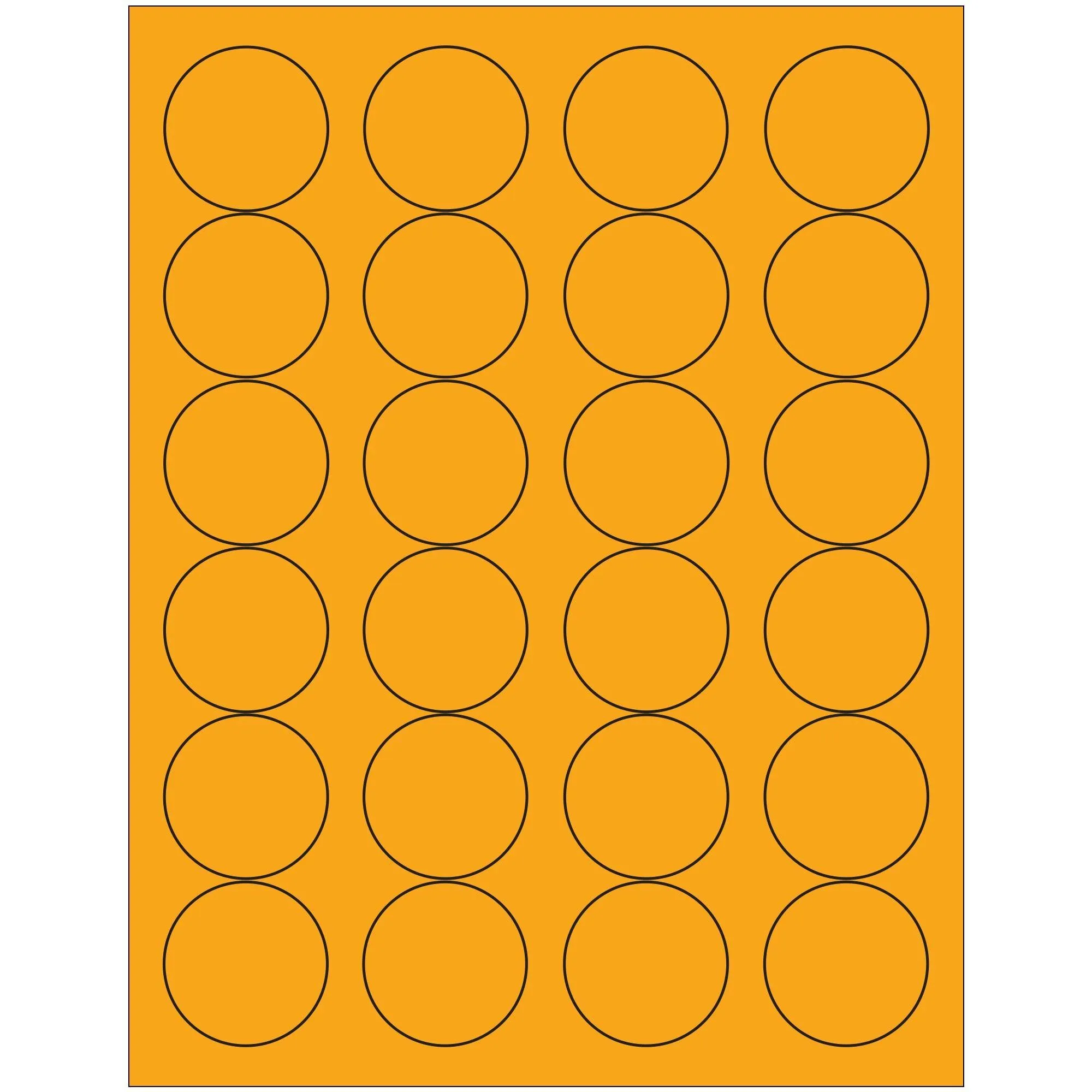 1 2/3" Fluorescent Orange Circle Laser Labels