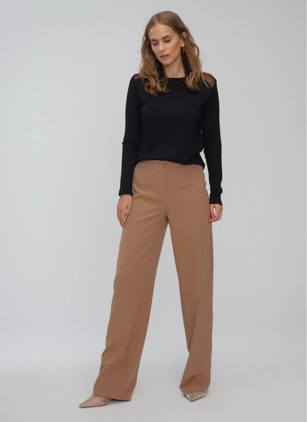 13757 Beige Wide Leg Pants