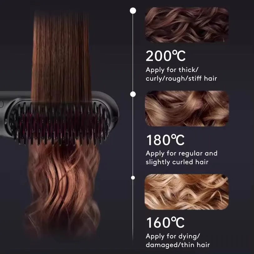 2-in-1 Wireless Hair Straightener & Curler Brush, USB Charging