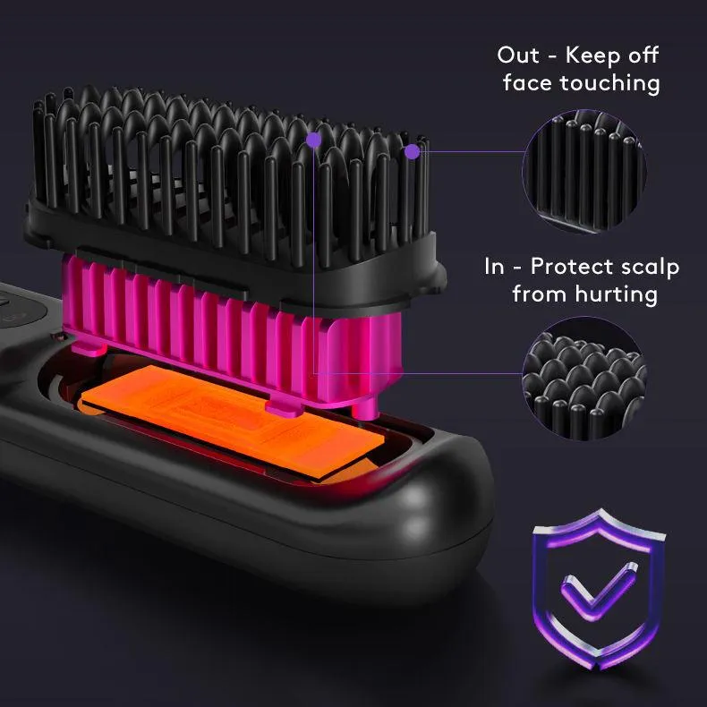 2-in-1 Wireless Hair Straightener & Curler Brush, USB Charging