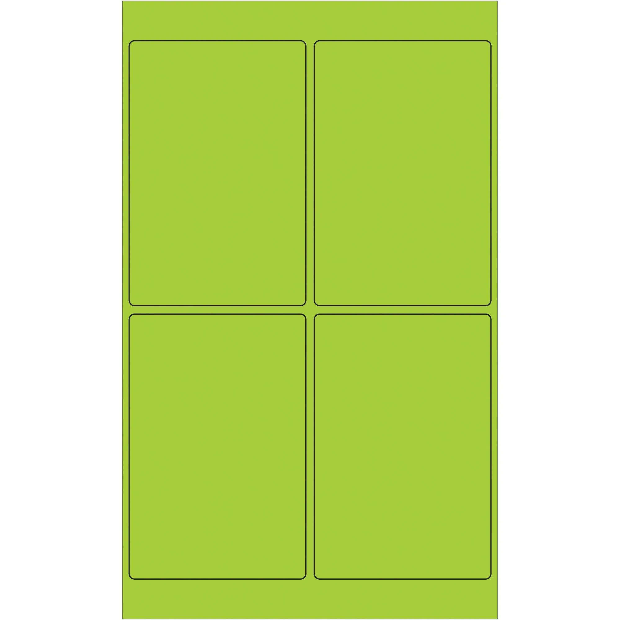 4 x 6" Fluorescent Green Rectangle Laser Labels