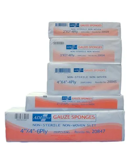 Adi Medical Non-Woven Gauze Sponge Gauze Sponge Nonwoven 2X2 6Plyslit Ns 200/Bx 25Bx/Cs