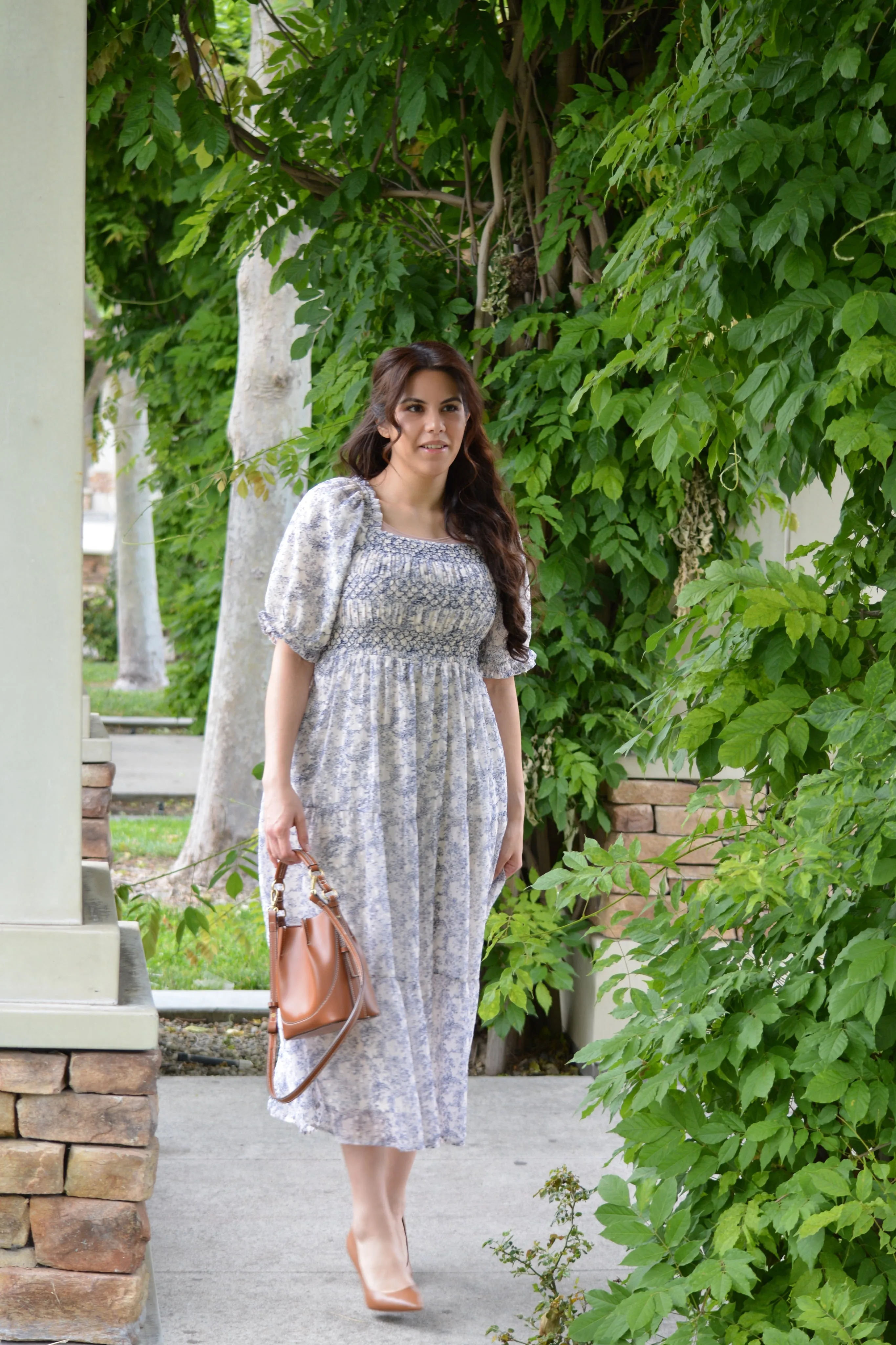 Alyssa Navy Toile Embroidered Dress