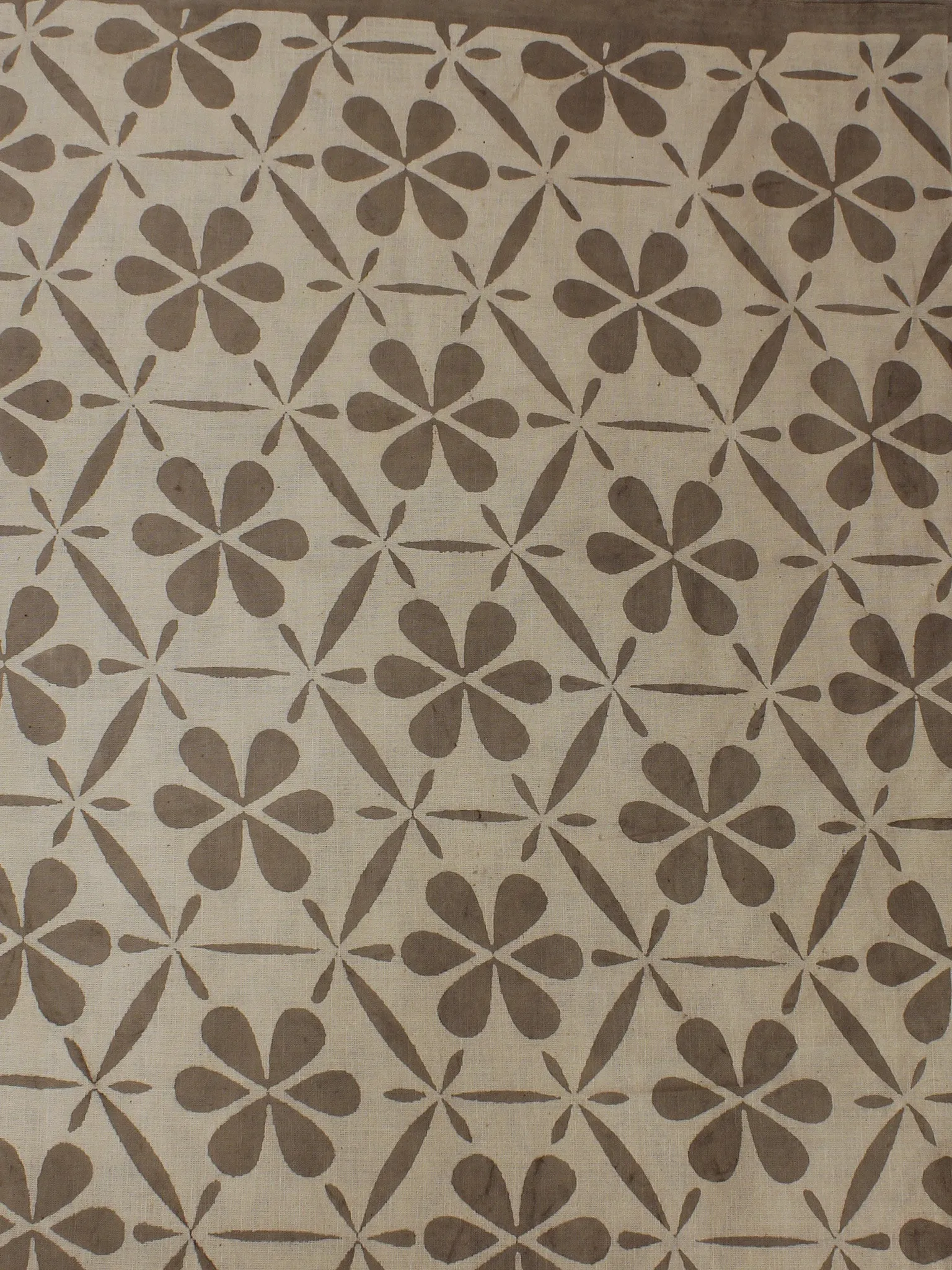 Beige Hand Block Printed Cotton Cambric Fabric Per Meter - F0916040