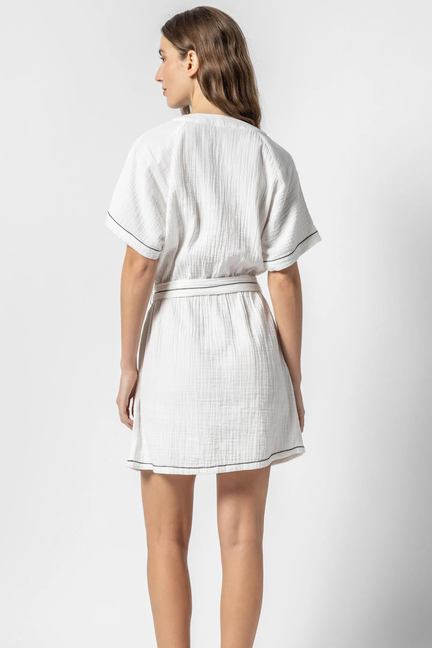 Belted Split Neck Dress