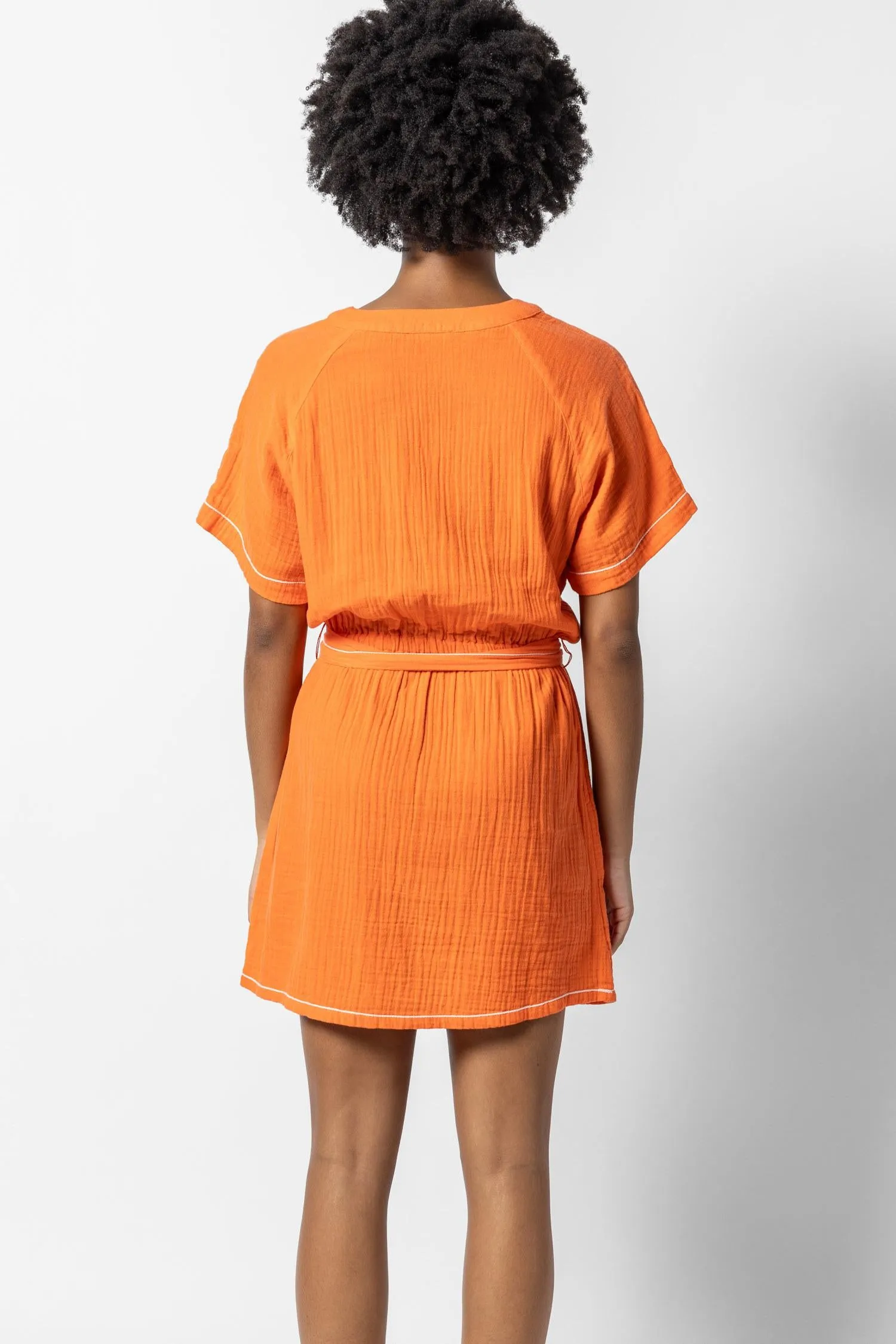 Belted Split Neck Dress