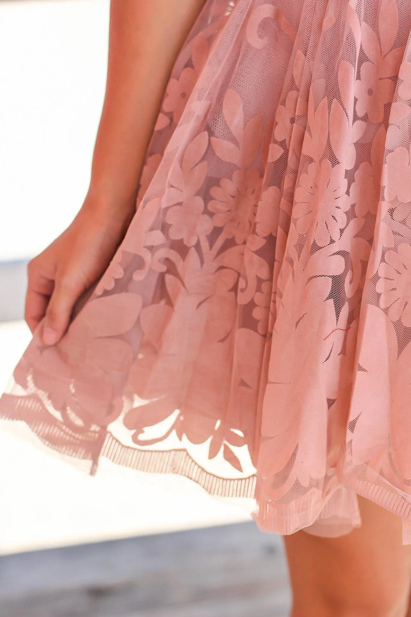 Blush Printed Short Dress with Criss Cross Back