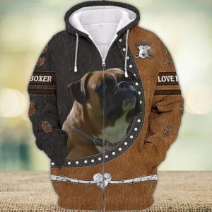 Boxer Love Heart Foot 3D Full Print Shirts, Shirt For Dog Lovers, Dog Memorial Gifts for loss of Dog