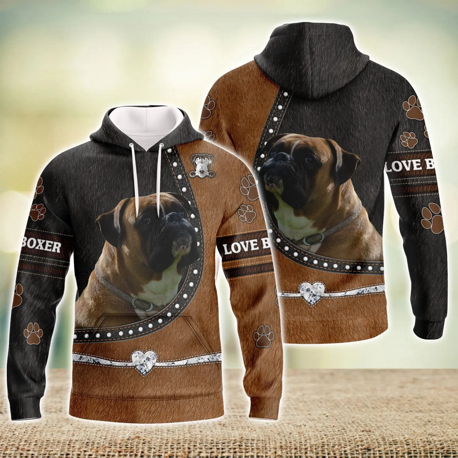 Boxer Love Heart Foot 3D Full Print Shirts, Shirt For Dog Lovers, Dog Memorial Gifts for loss of Dog