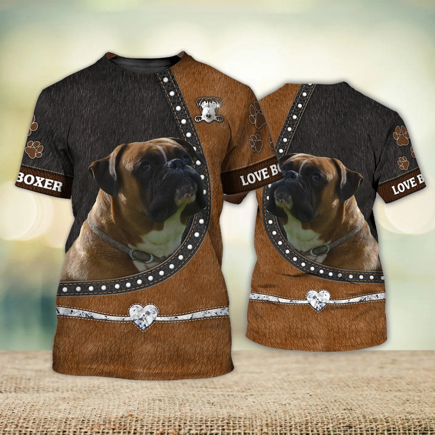 Boxer Love Heart Foot 3D Full Print Shirts, Shirt For Dog Lovers, Dog Memorial Gifts for loss of Dog