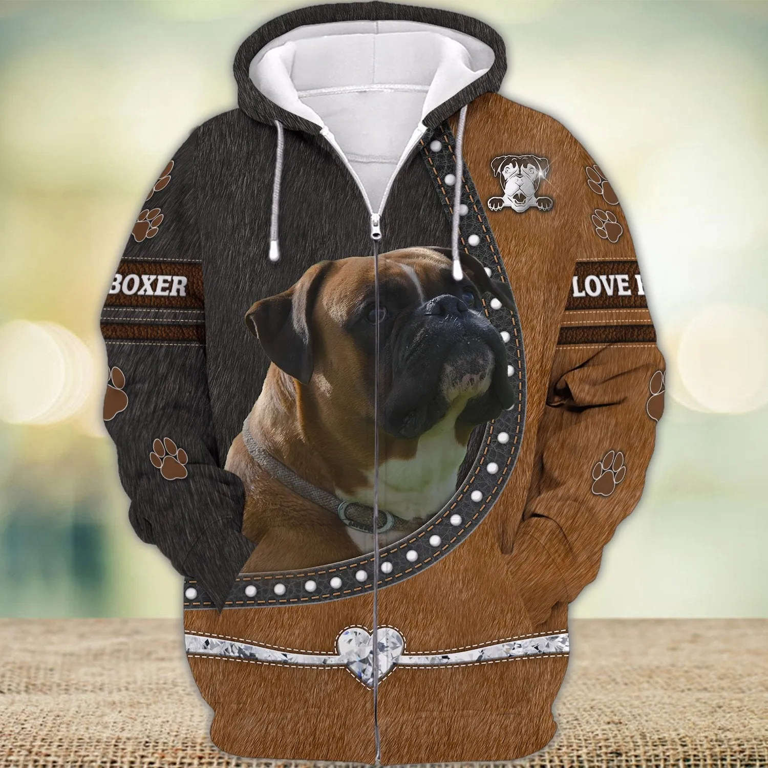 Boxer Love Heart Foot 3D Full Print Shirts, Shirt For Dog Lovers, Dog Memorial Gifts for loss of Dog