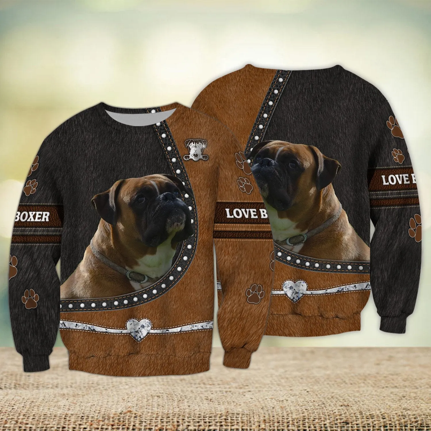 Boxer Love Heart Foot 3D Full Print Shirts, Shirt For Dog Lovers, Dog Memorial Gifts for loss of Dog