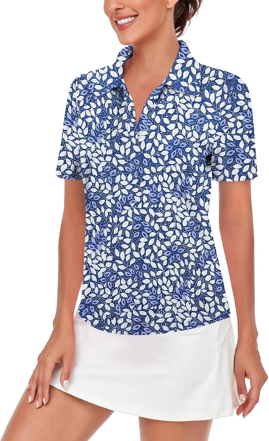 Cucuchy Womens V Neck Golf Polo Shirts Moisture Wicking Sports Workout Tops