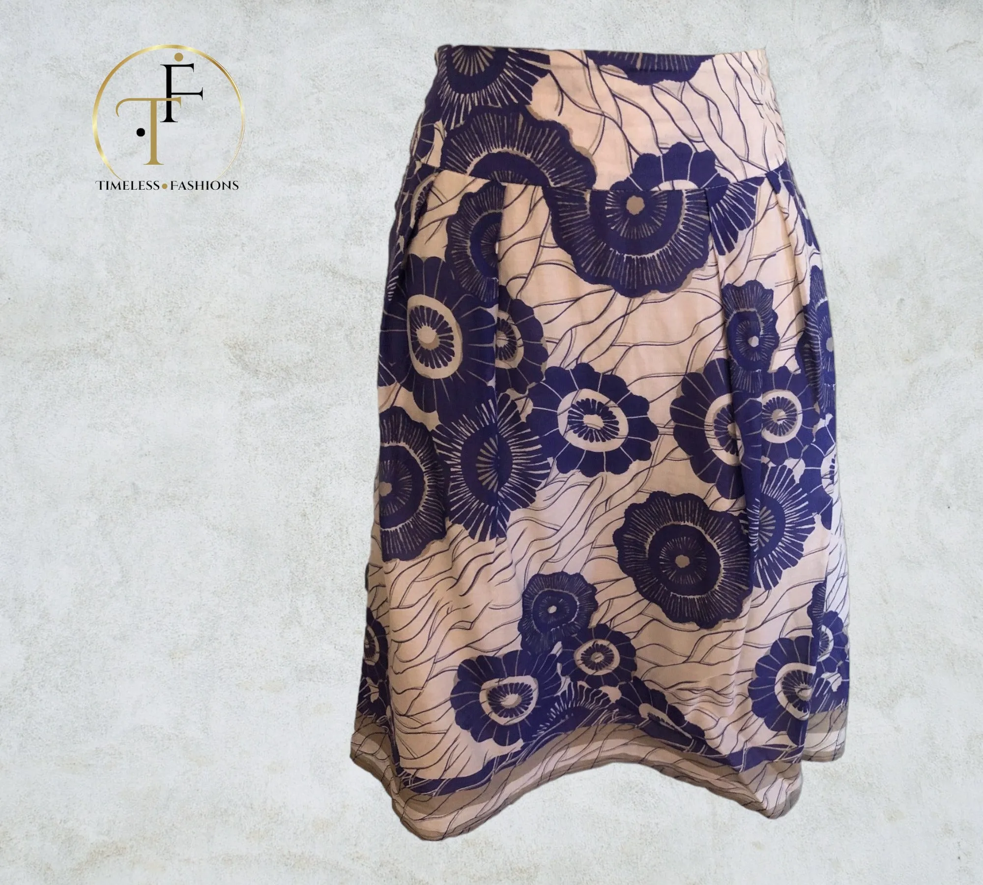 Dickins & Jones Purple & Ivory Cotton & Silk Skirt UK 12 US 8 EU 40