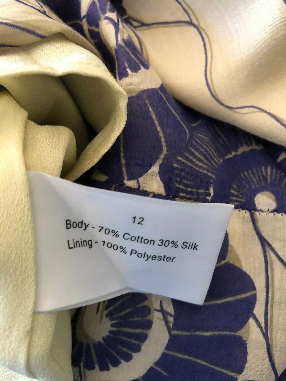 Dickins & Jones Purple & Ivory Cotton & Silk Skirt UK 12 US 8 EU 40