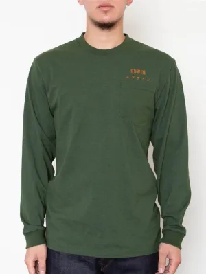 Edwin Jeans Long Sleeve Midori Green Organic Cotton Shirt