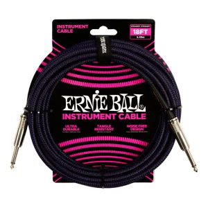 Ernie Ball - 18' Braided Straight/Straight Instrument Cable - Purple & Black | Instrument Cables | P06395