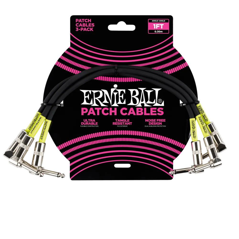 Ernie Ball 6075EB 1' Angle/Angle Patch Cables - 3 Pack