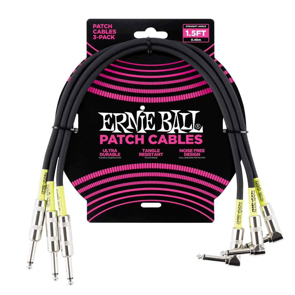 Ernie Ball 6076EB 1.5' Straight/Angle Patch Cables - 3 Pack