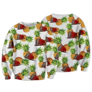 Firefighter Pineapple Hat Pattern 3D Sweatshirt Hoodie Bomber, Christmas Firefighter Shirt