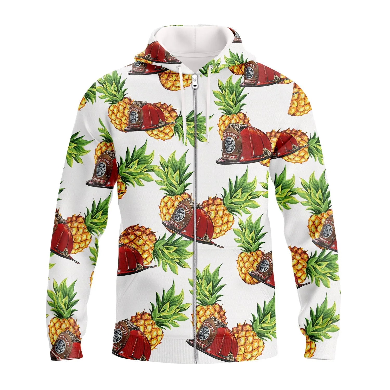 Firefighter Pineapple Hat Pattern 3D Sweatshirt Hoodie Bomber, Christmas Firefighter Shirt