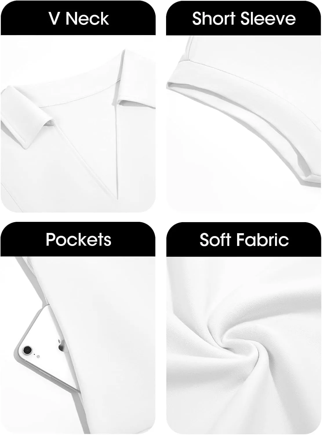 Fisoew Womens Summer Mini Dress Casual Patchwork Short Sleeve Polo V Neck Striped Dresses with Pockets
