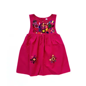 Girl's Embroidered Sleeveless Dress - Pink
