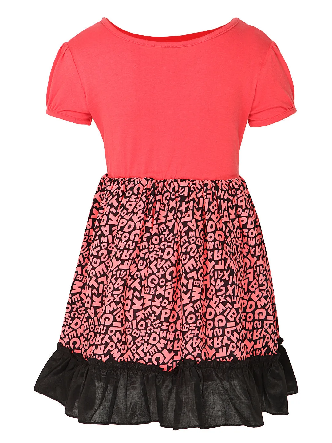 Girl's  Fuschia Pink Alphabet Printed Dress - StyleStone Kid
