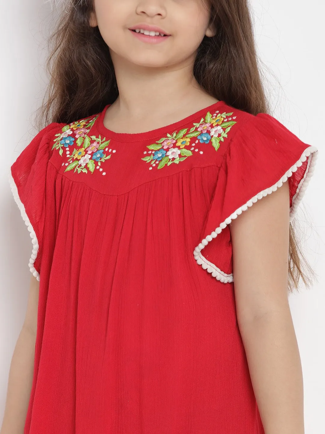 Girl's Red A-Line Dress - Bitiya By Bhama