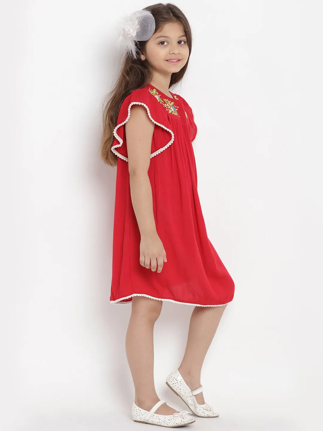 Girl's Red A-Line Dress - Bitiya By Bhama