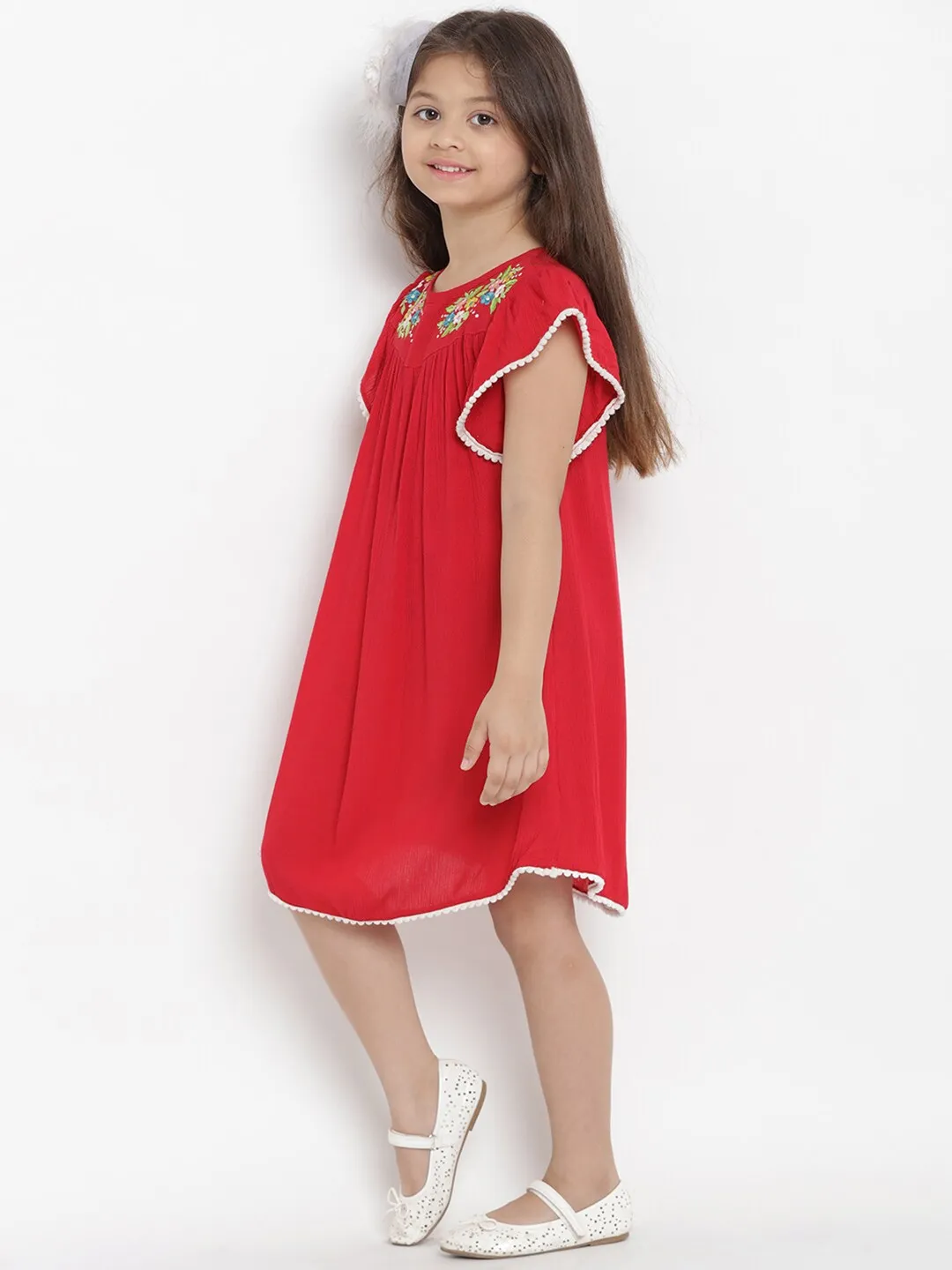 Girl's Red A-Line Dress - Bitiya By Bhama
