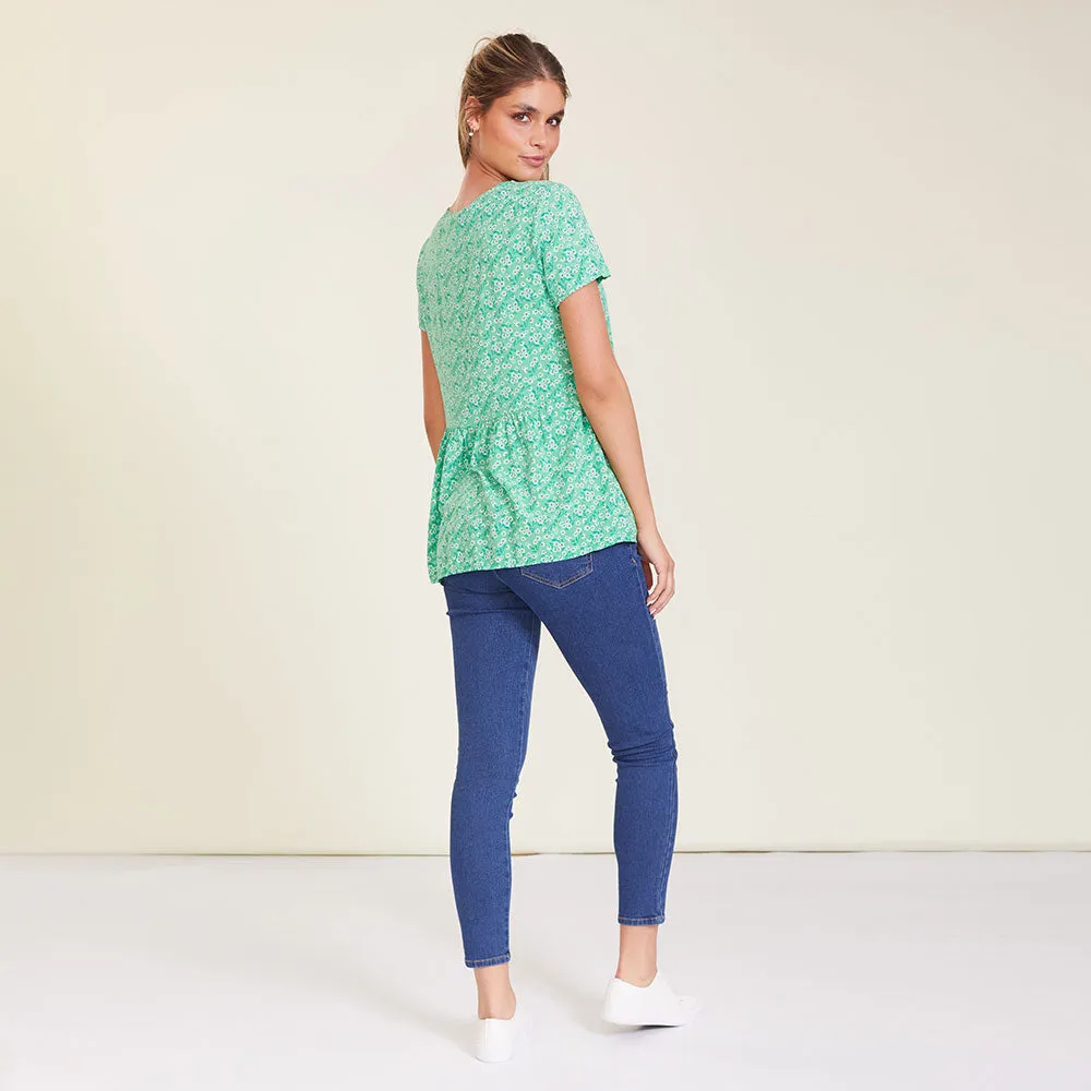 Grace Top (Green Floral)