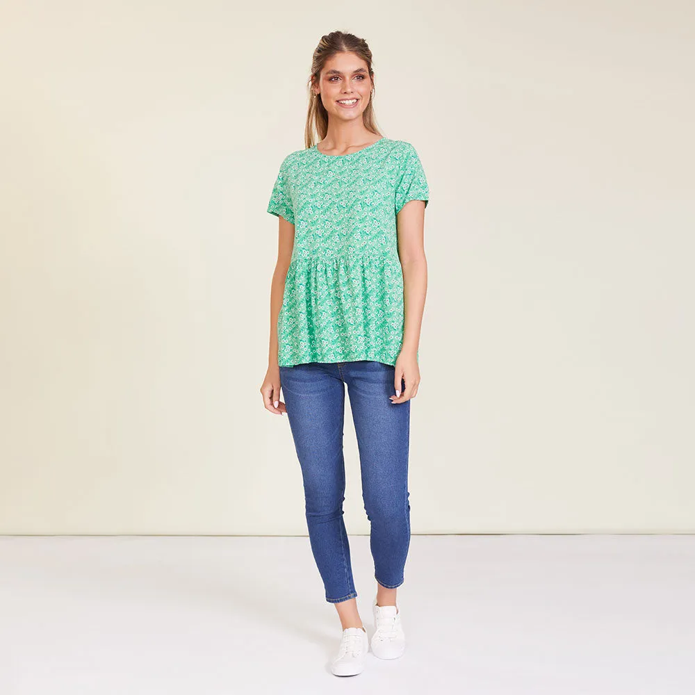 Grace Top (Green Floral)