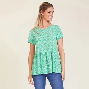 Grace Top (Green Floral)