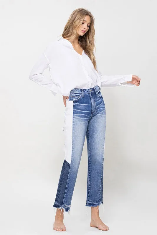 High Rise Straight Crop Denim