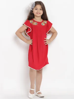 Jashvi Girls Red A-Line Dress