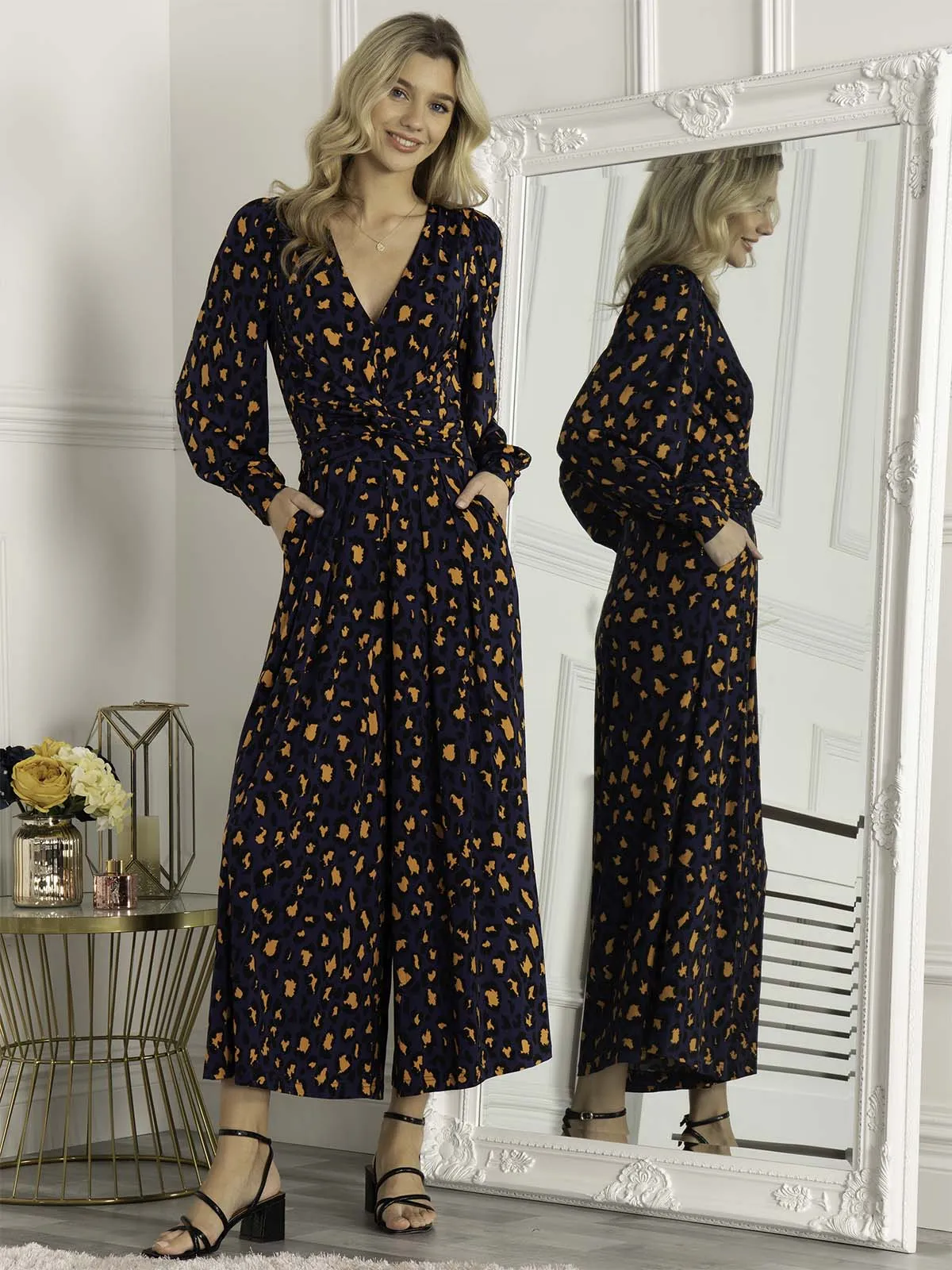 Kylie Long Sleeve Jumpsuit, Animal Multi