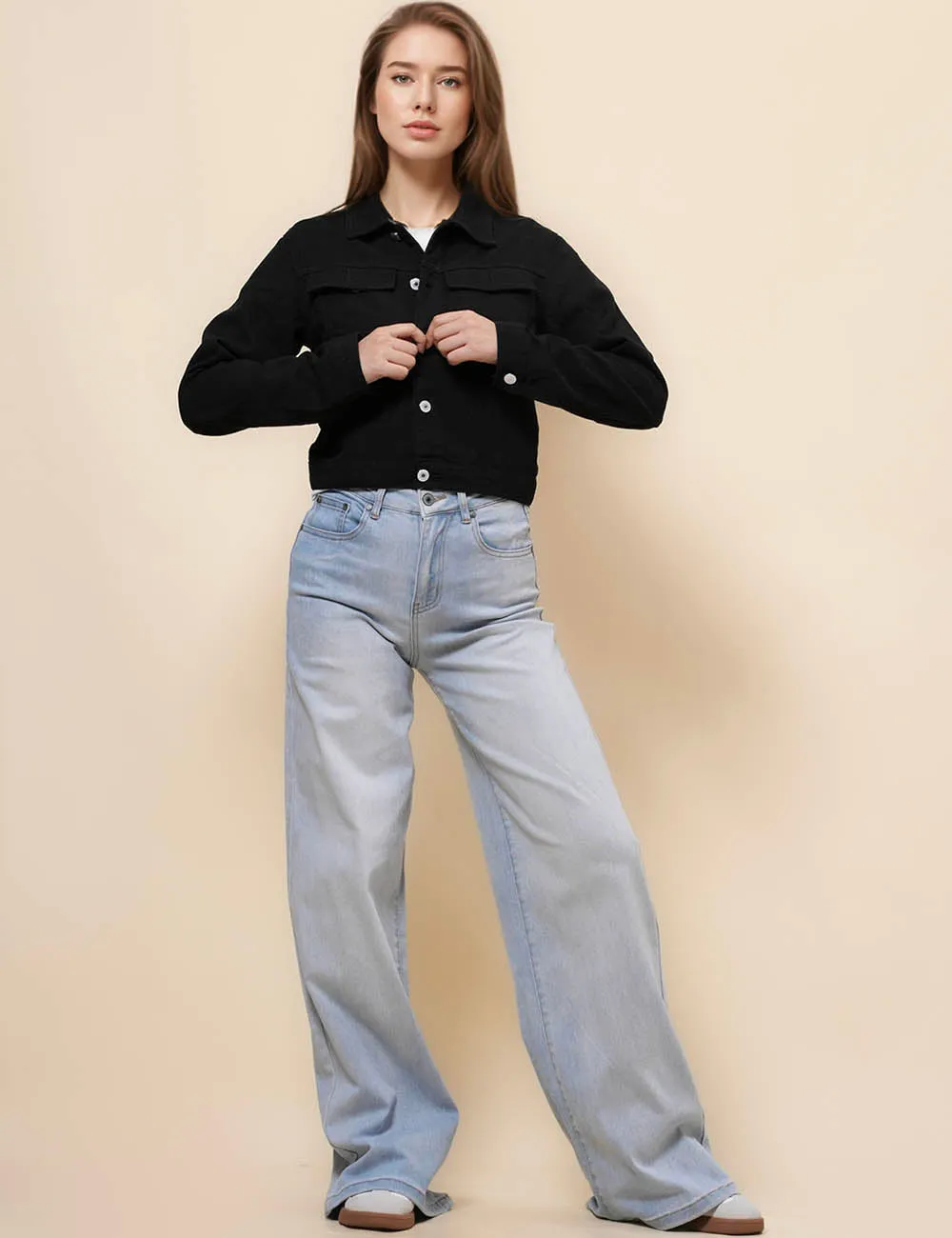 Ladies Solid Long Sleeves Turn-Down Collar Jacket 8268