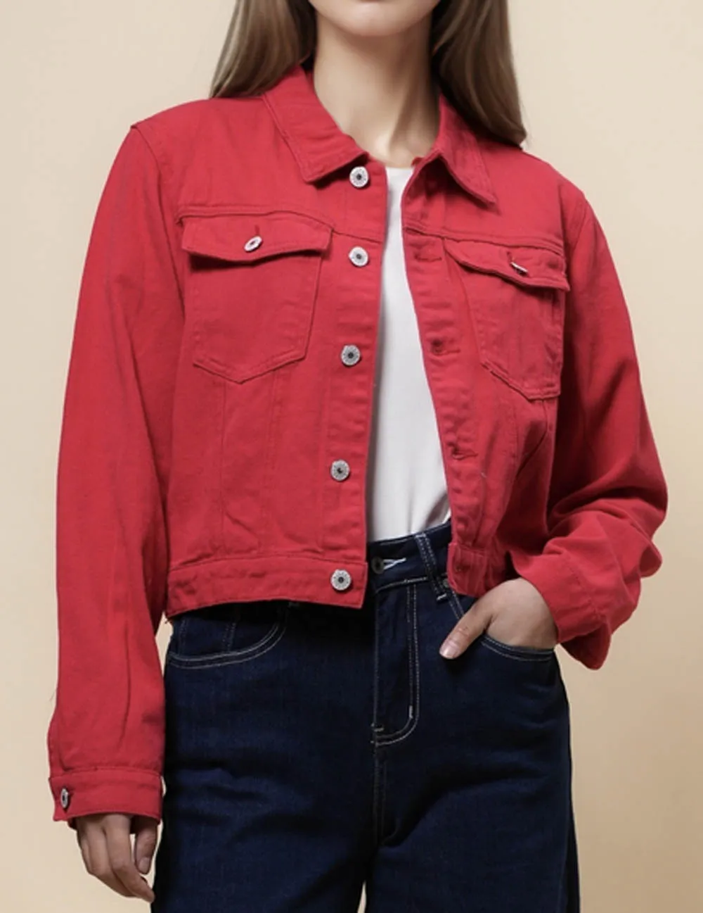 Ladies Solid Long Sleeves Turn-Down Collar Jacket 8268