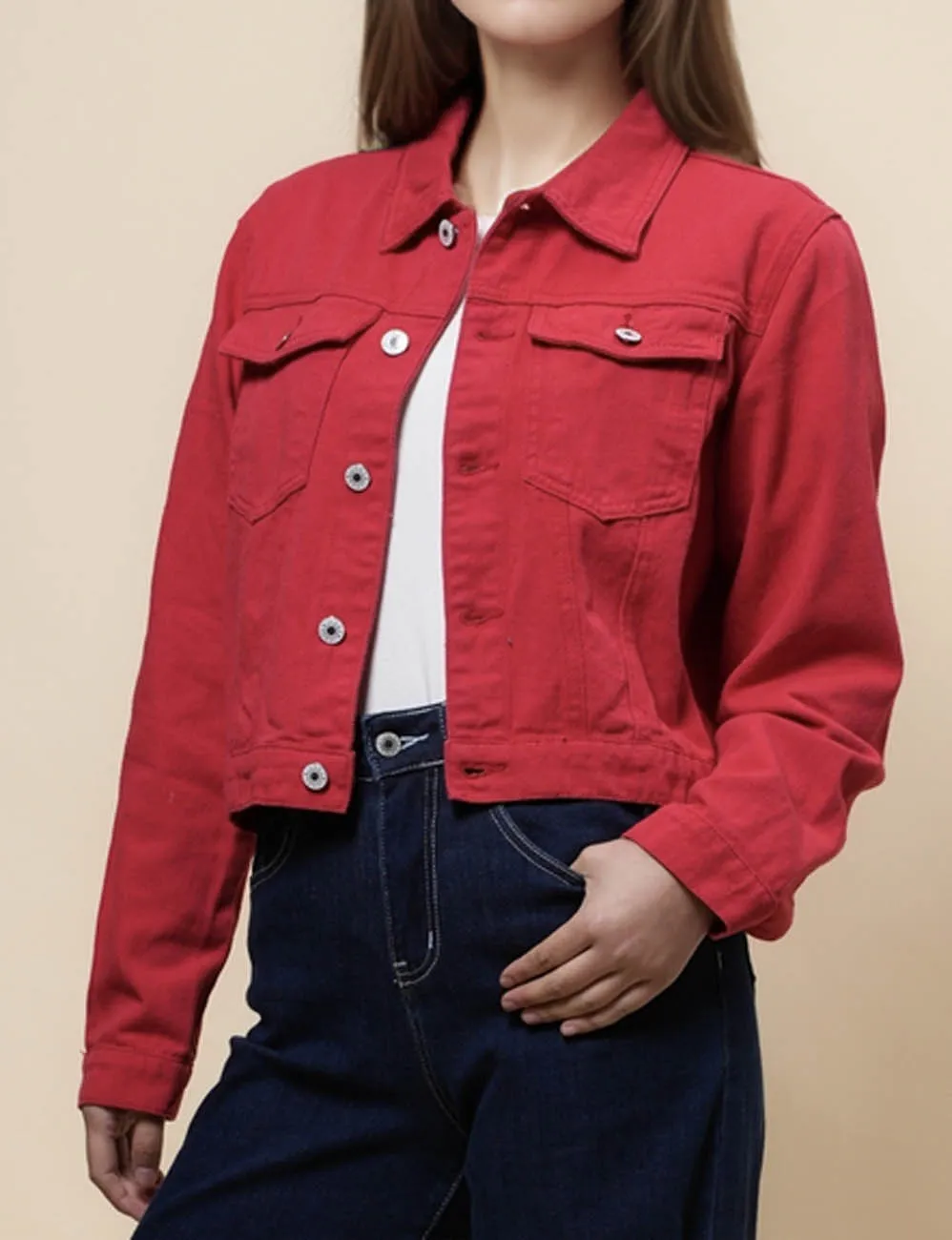 Ladies Solid Long Sleeves Turn-Down Collar Jacket 8268
