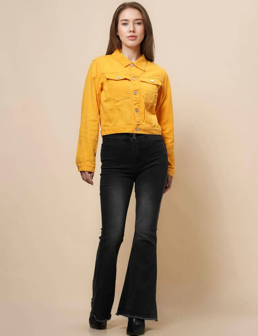Ladies Solid Long Sleeves Turn-Down Collar Jacket 8268