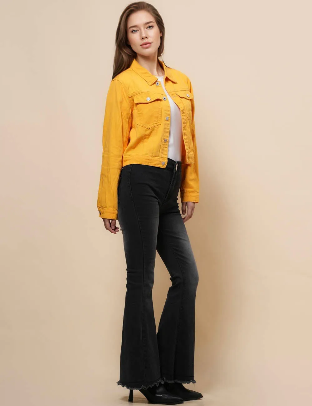 Ladies Solid Long Sleeves Turn-Down Collar Jacket 8268
