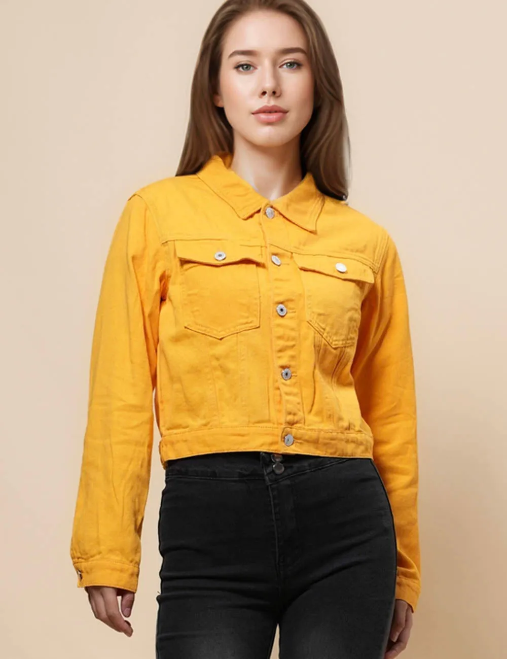 Ladies Solid Long Sleeves Turn-Down Collar Jacket 8268