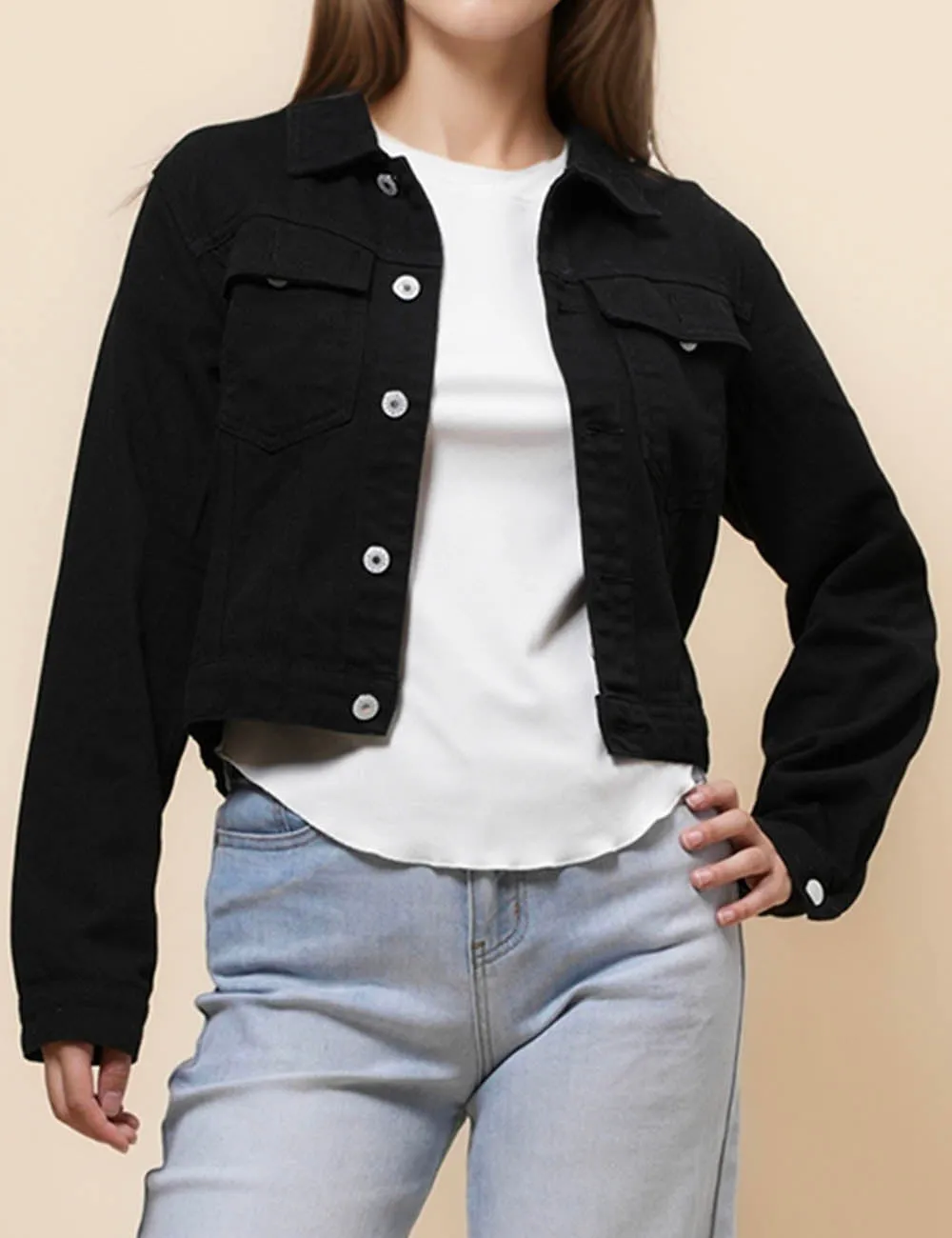 Ladies Solid Long Sleeves Turn-Down Collar Jacket 8268