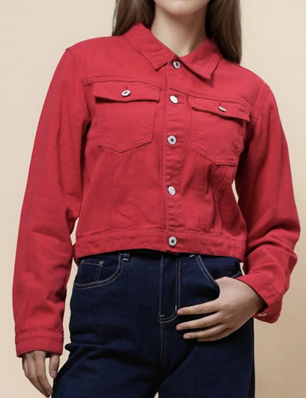 Ladies Solid Long Sleeves Turn-Down Collar Jacket 8268