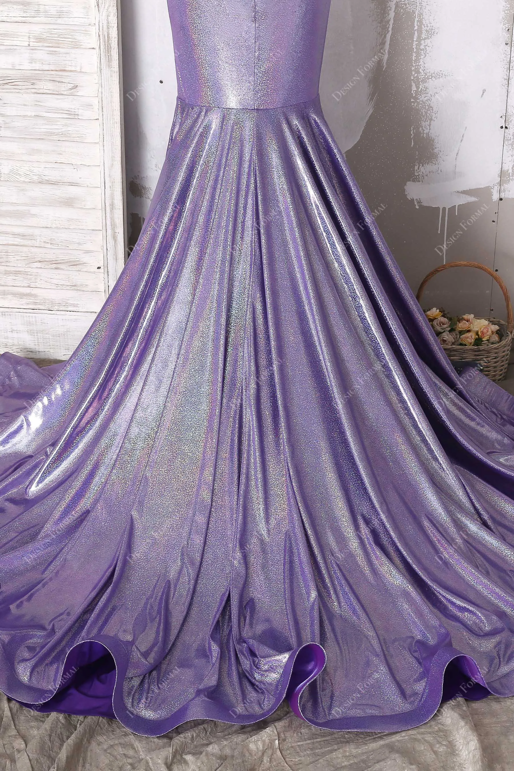 Lavender Spandex Glitter Sweetheart Dramatic Trumpet Prom Dress