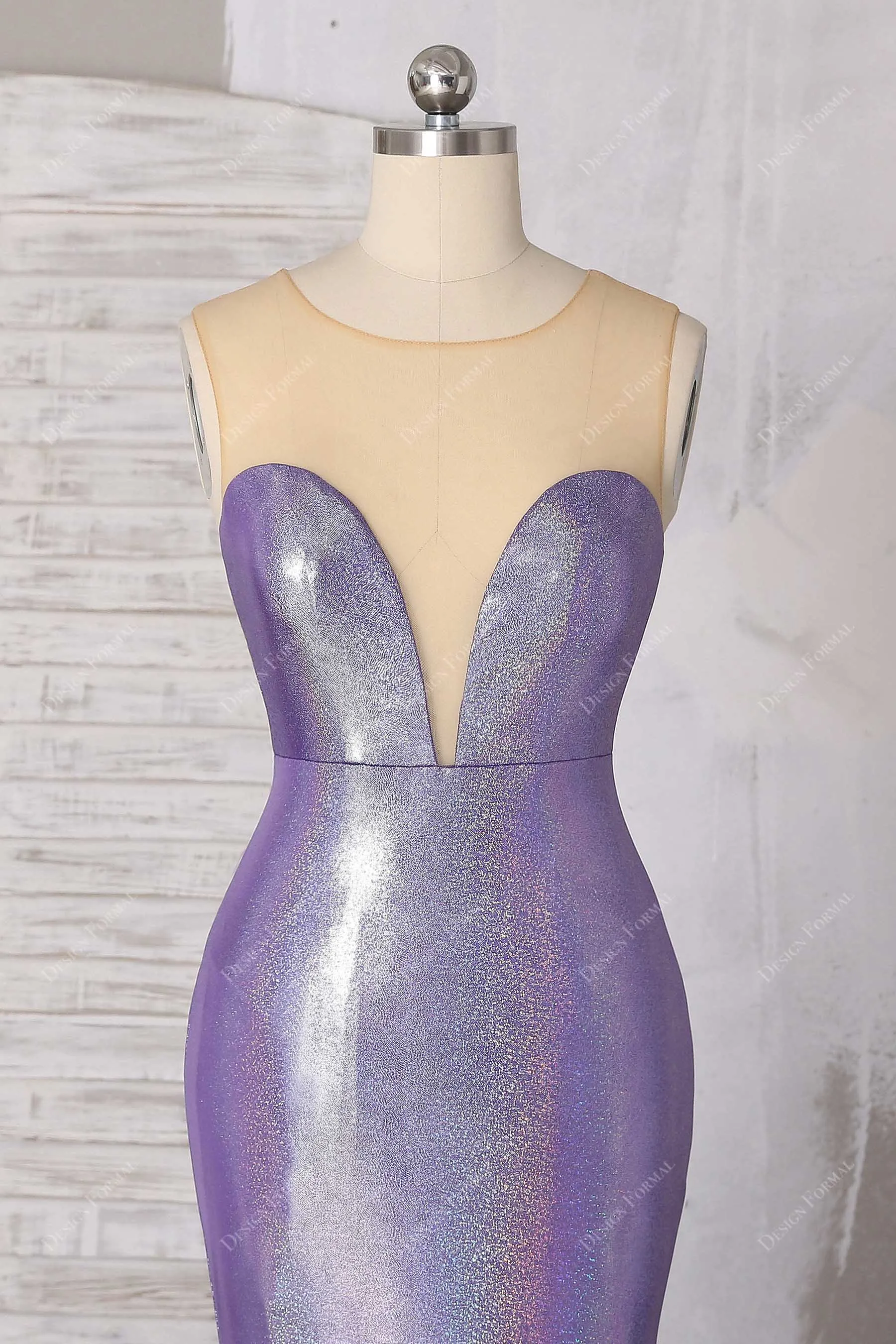 Lavender Spandex Glitter Sweetheart Dramatic Trumpet Prom Dress