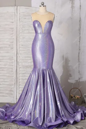 Lavender Spandex Glitter Sweetheart Dramatic Trumpet Prom Dress