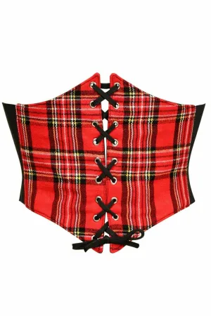 Lavish Red Plaid Corset Belt Cincher