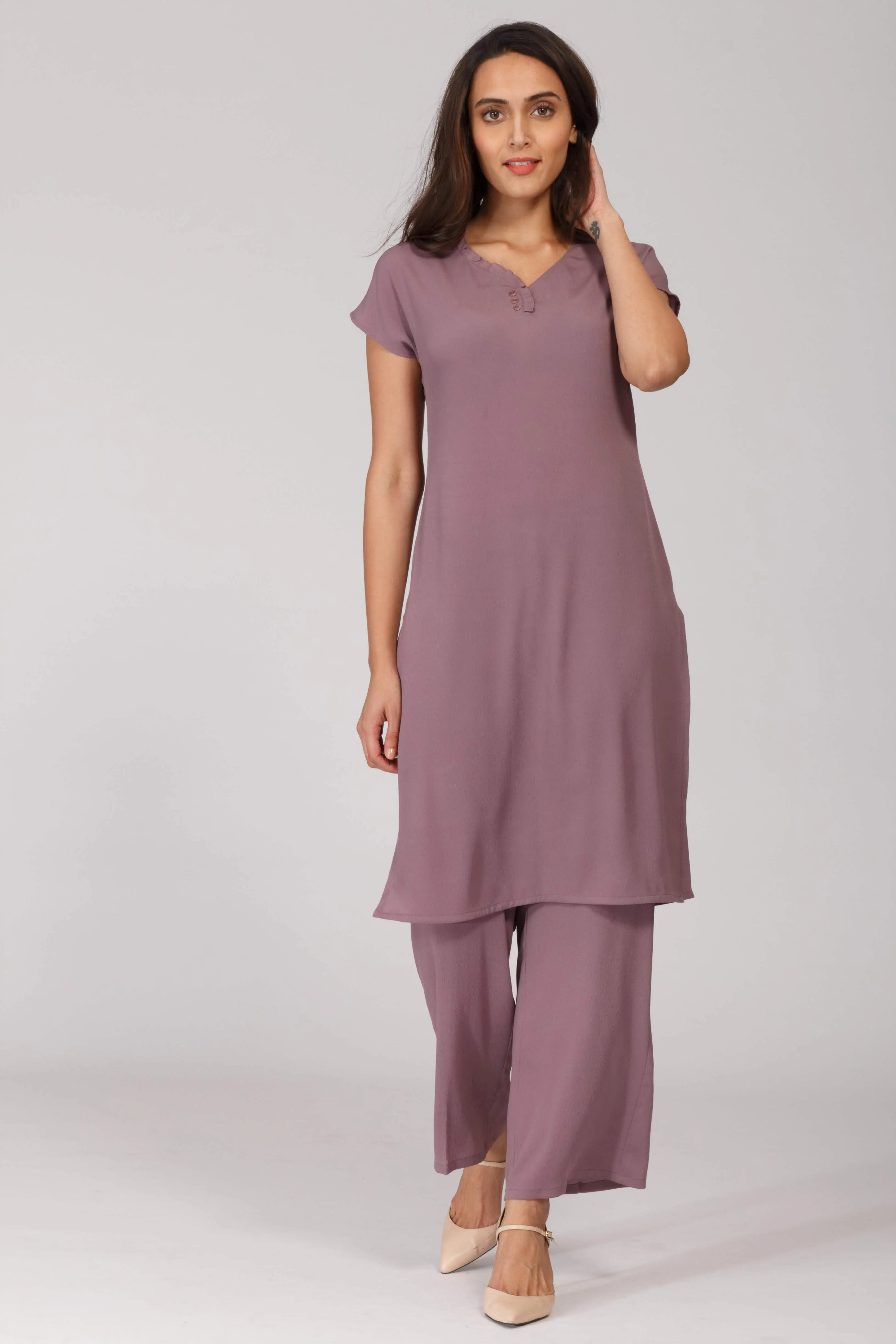 Lila Ruffle Neck Tunic with Pants